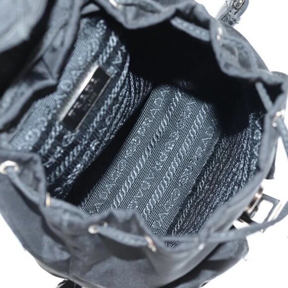 PRADA Chain Shoulder Bag Nylon Black Silver Auth 128179M - Picture 14 of 16